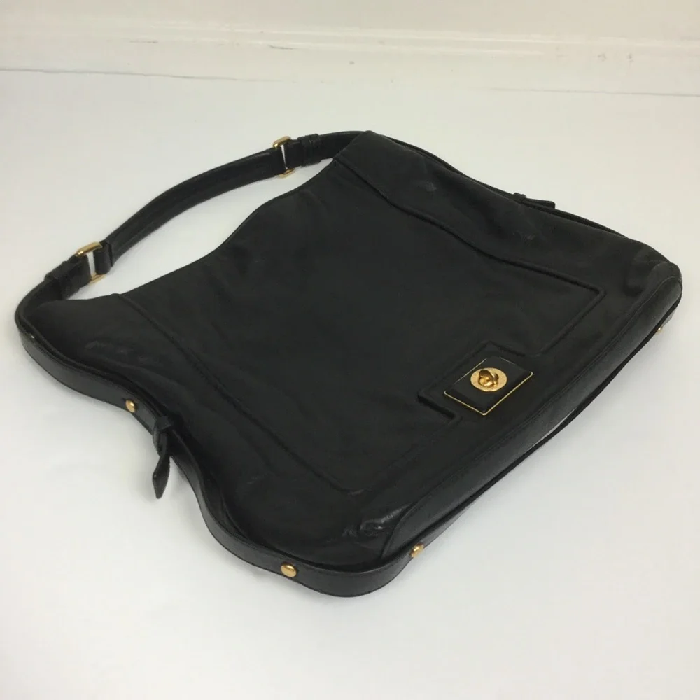 MARC JACOBS Large Black Leather Shoulder Handbag Hobo bag Tote